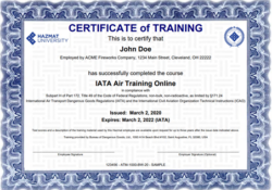 hazmat shipping certification