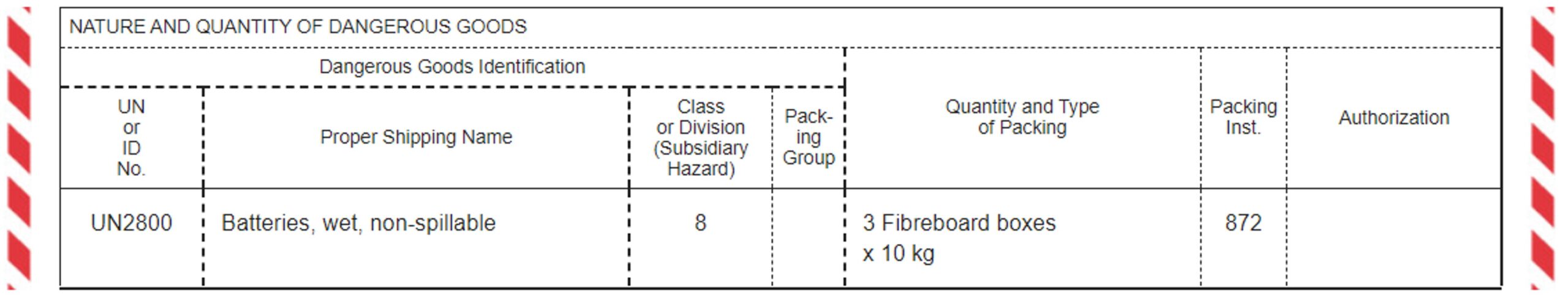 Dangerous Goods Declaration for IATA, IMDG code and CFR49 regulations