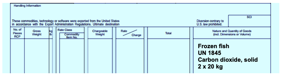 dry ice Air Waybill 