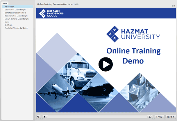 Online Hazmat Training Demo from Hazmat University